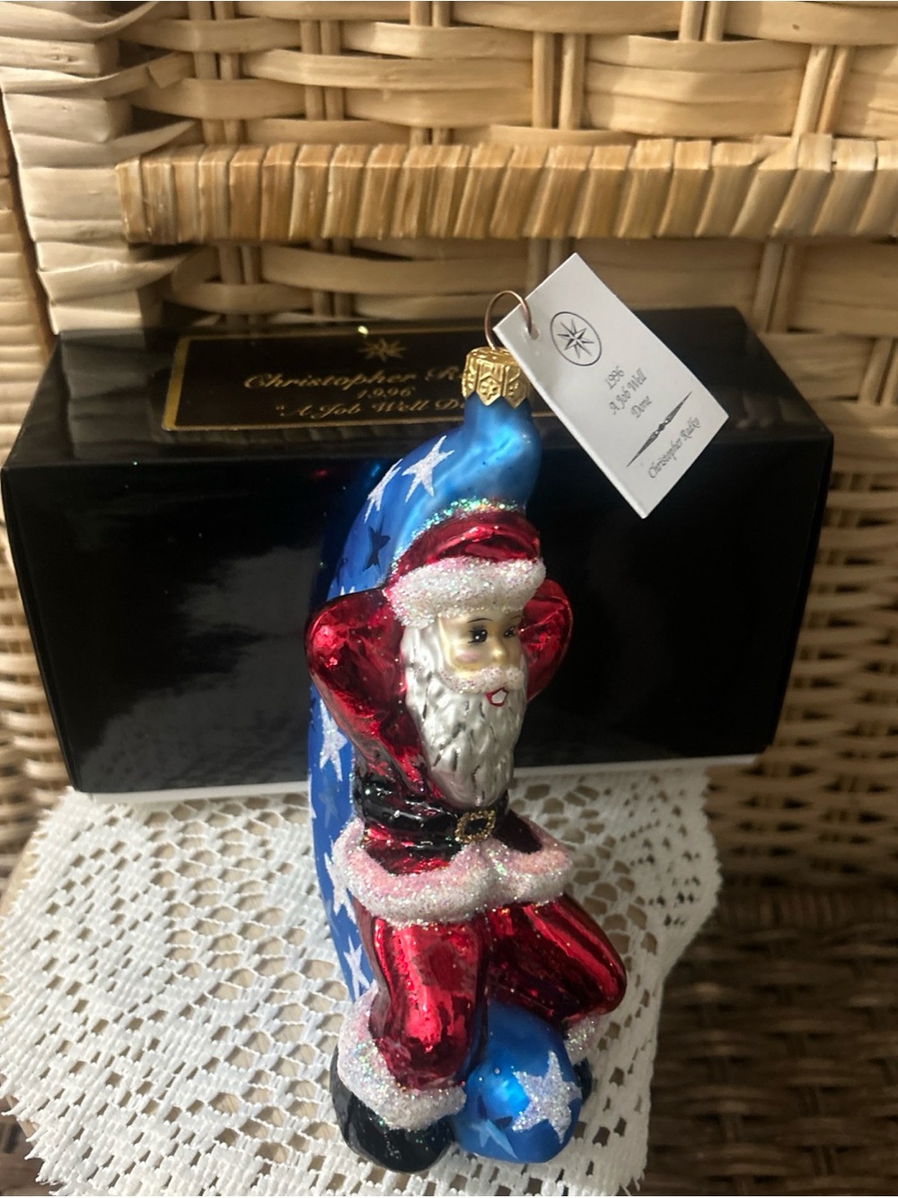 CHRISTOPHER RADKO 1996 "A JOB WELL DONE" SANTA ON MOON
